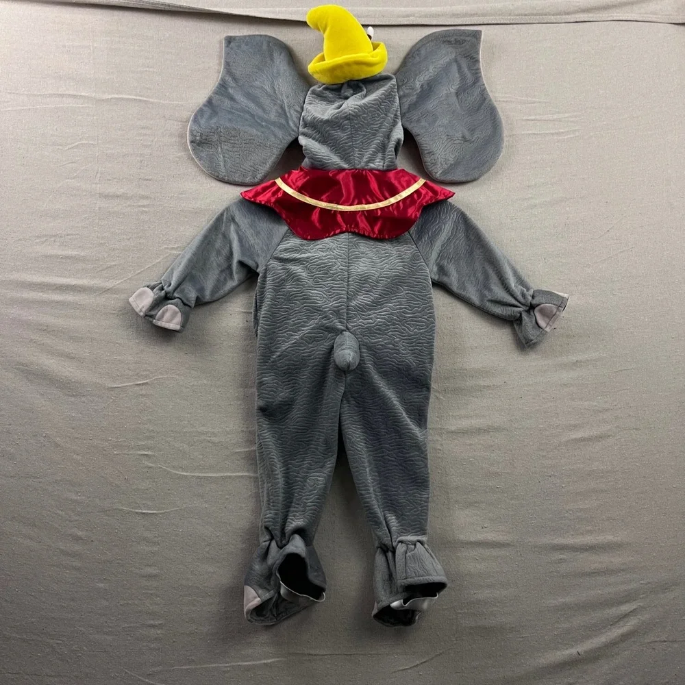 VTG Disney Store Dumbo Costume Toddler 24 Months Grey Elephant Jumpsuit Hat - Picture 2 of 9